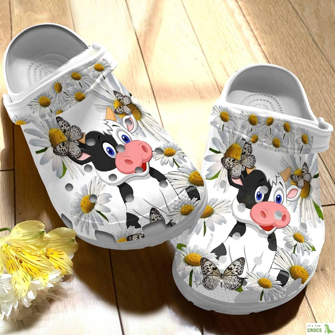 Cow Slippers, Cow Baby Crocs Shoes America Cow Highland Cattle Shoes Croc Clogs Gift Mother Day