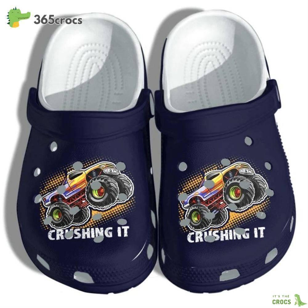 Crushing Truck Shoes Croc For Kid Funny Monster Truck Shoes Clog Birthdayfor Son Crocs Clog Shoes