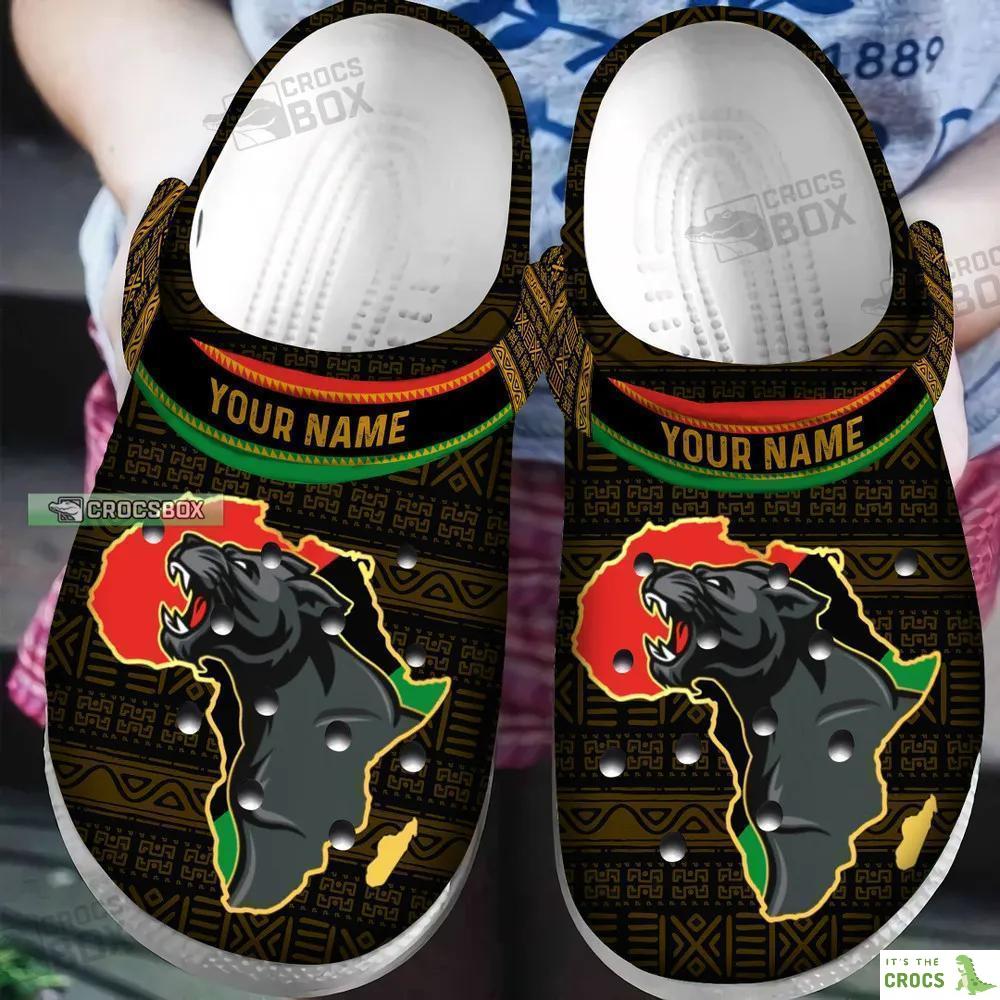 Custom Name Black Panther Africa Map Crocs Shoes