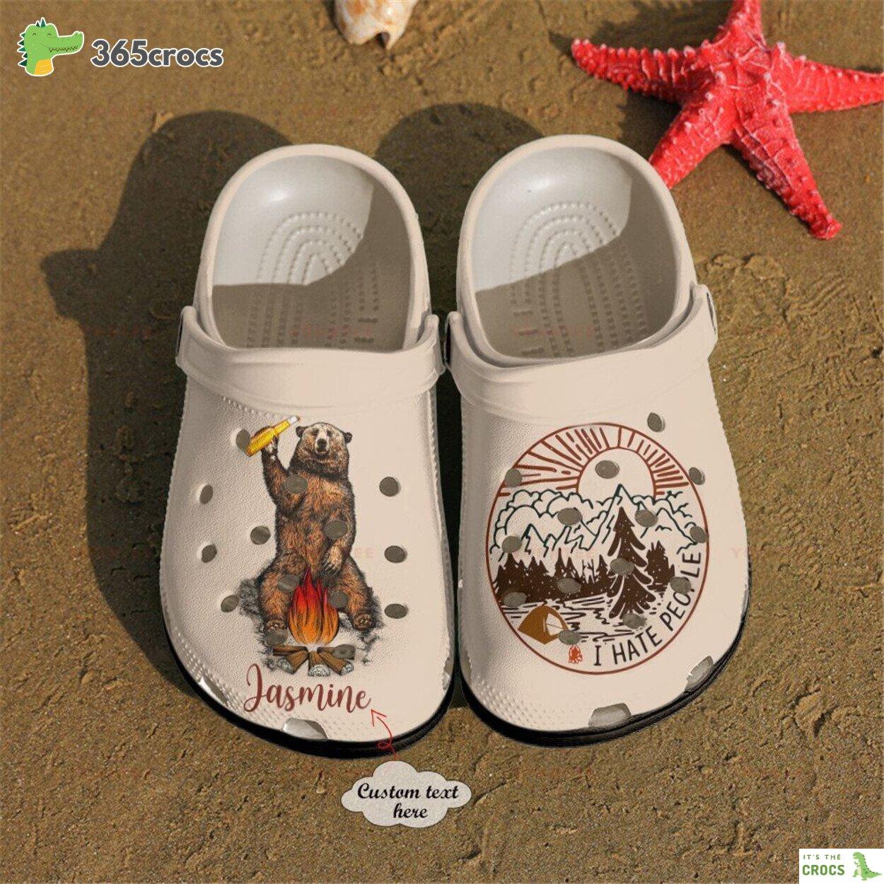 Custom Name Hate People Camping Comfortable Rubber Clogs Edition One