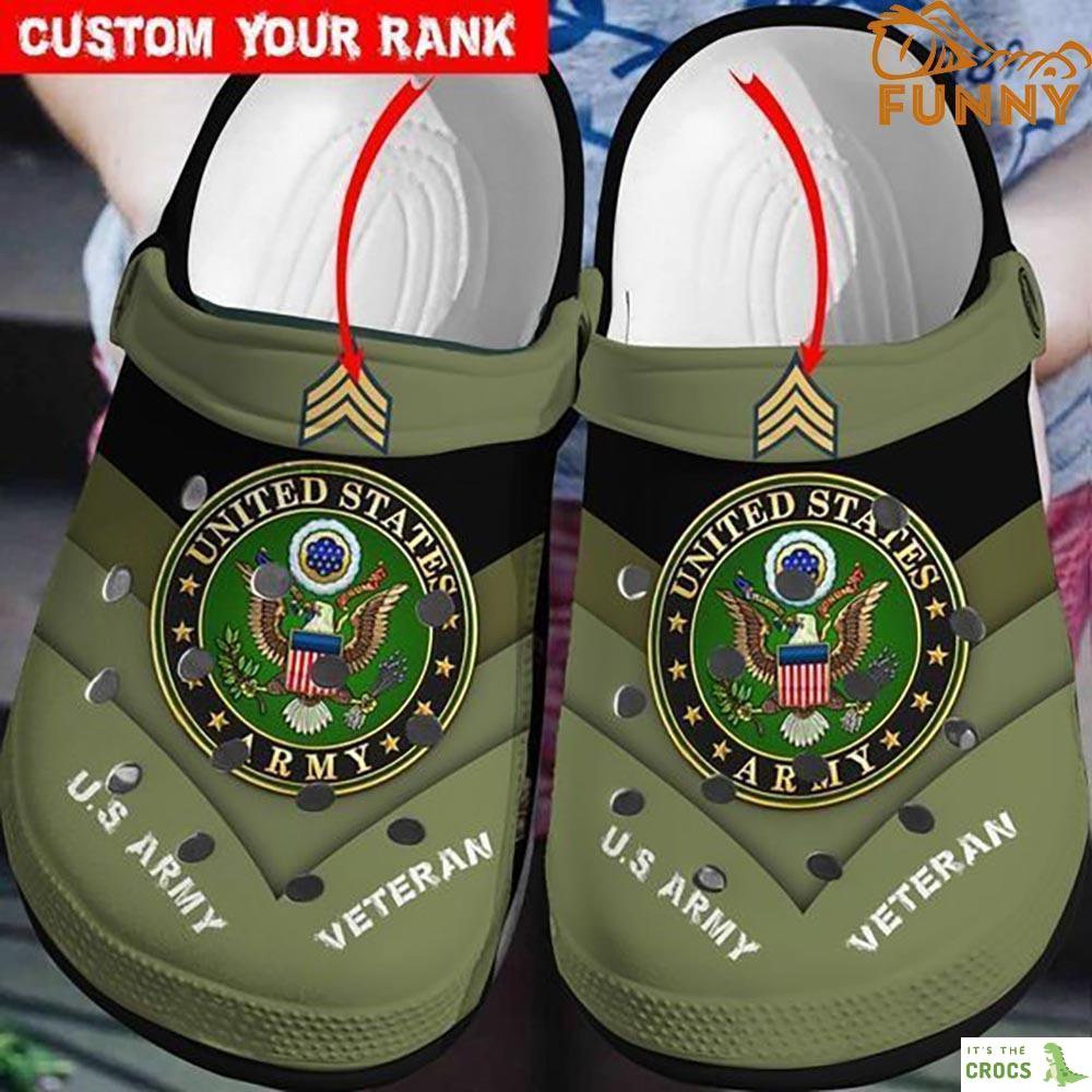 Custom Rank United States Army Green Crocs