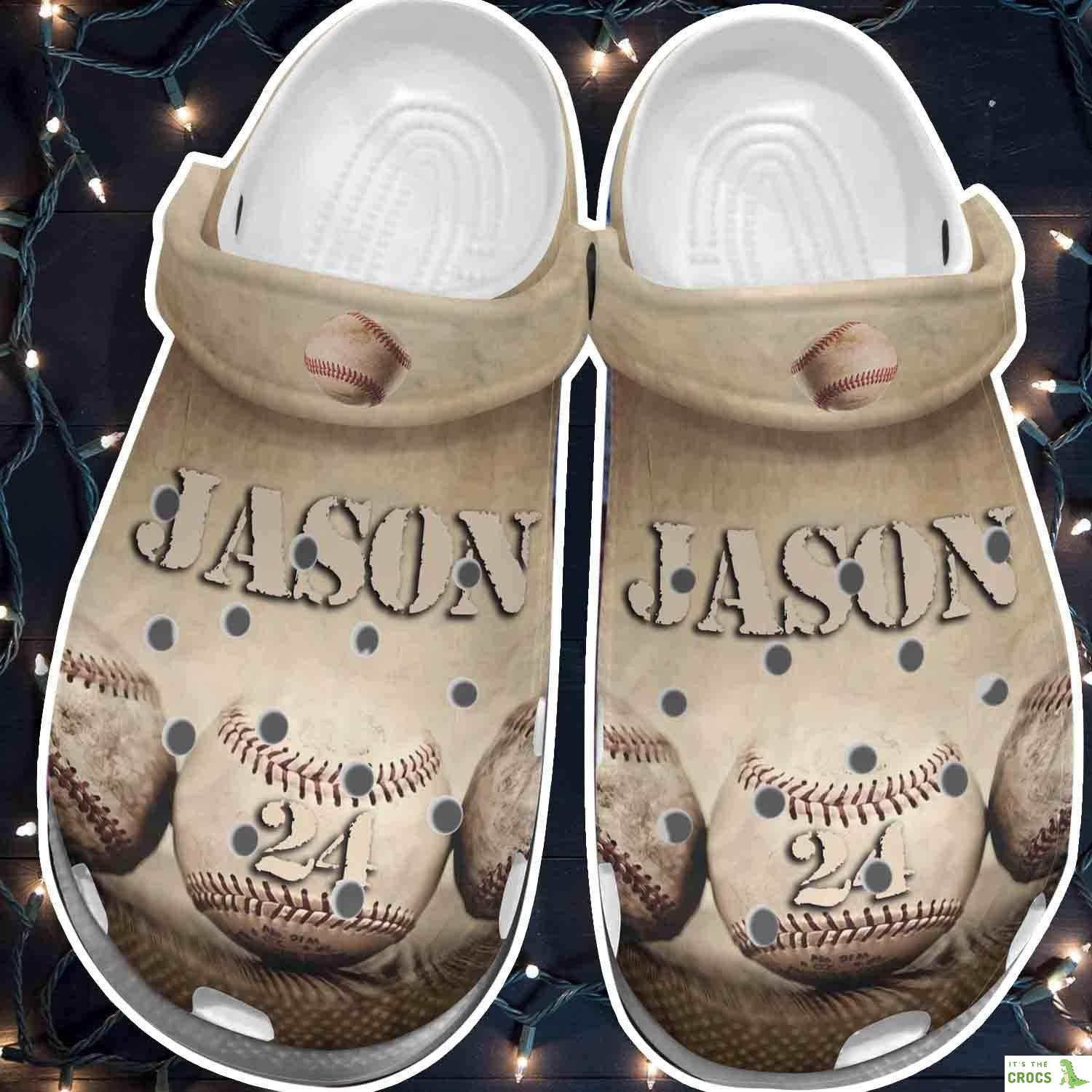 Customize Name Number Crocs Shoes – Baseball Ball clog For Men Women