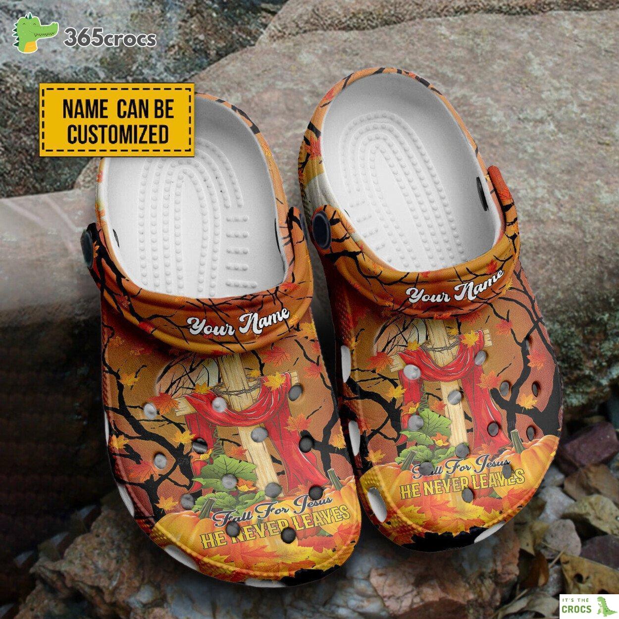 Customized Jesus Thanksgiving Harvest Day Fall Jesus Leaves Crocs Water Shoes