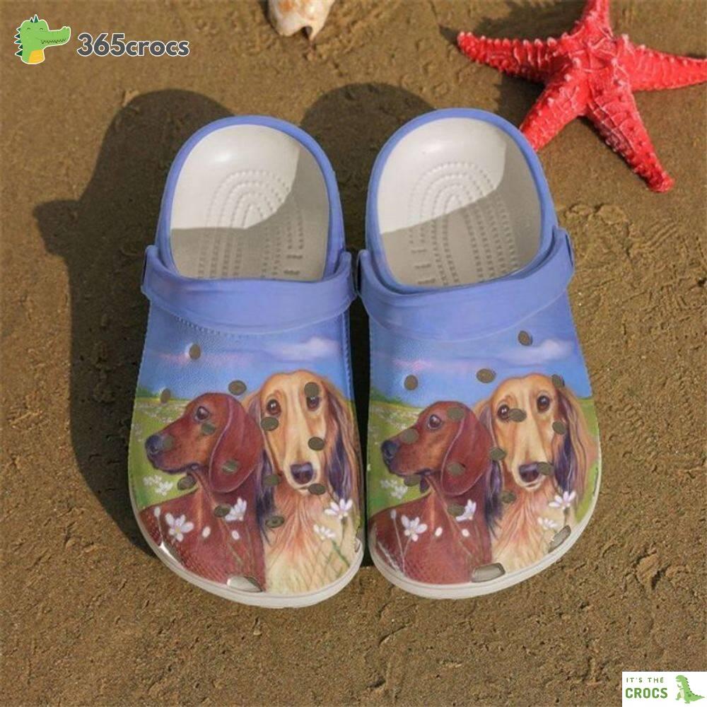 Dachshund With Floral Dachshund Couple Flowers Happy Valentine’s Day Dachshund Lovers Crocs Clog Shoes