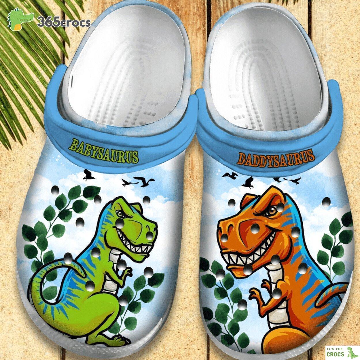 Daddysaurus And Babysaurus Gift For Lover Rubber clog Shoes Comfy Footwear