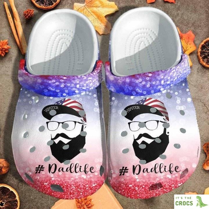 Dadlife Wearing USA Hat Crocs Classic Clogs Shoes Customize Name Dad USA America th of July Custom Crocs Classic Clogs Shoes