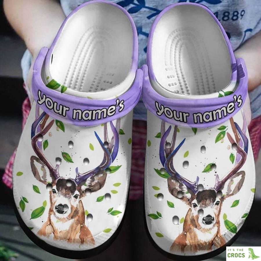 Deer With Roses Crocs Clog Shoes Birthday Thanksgiving Gift