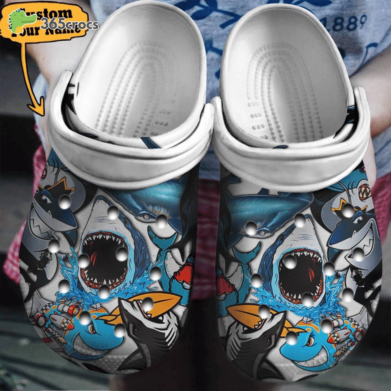 Dive into Ocean Shark Custom Name Inspired Comfortable Clog Shoes