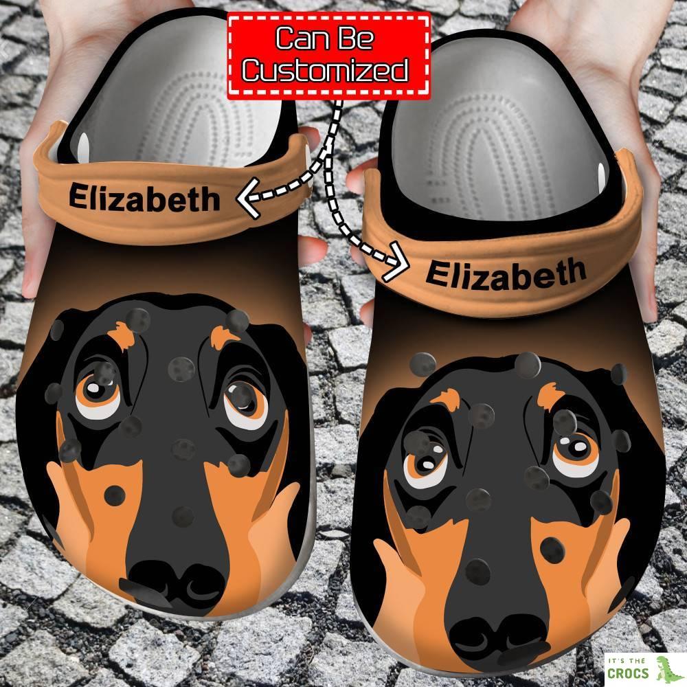 Dog Crocs – Dachshund Face Print Personalized Clogs Shoes With Your Name For Men And Women