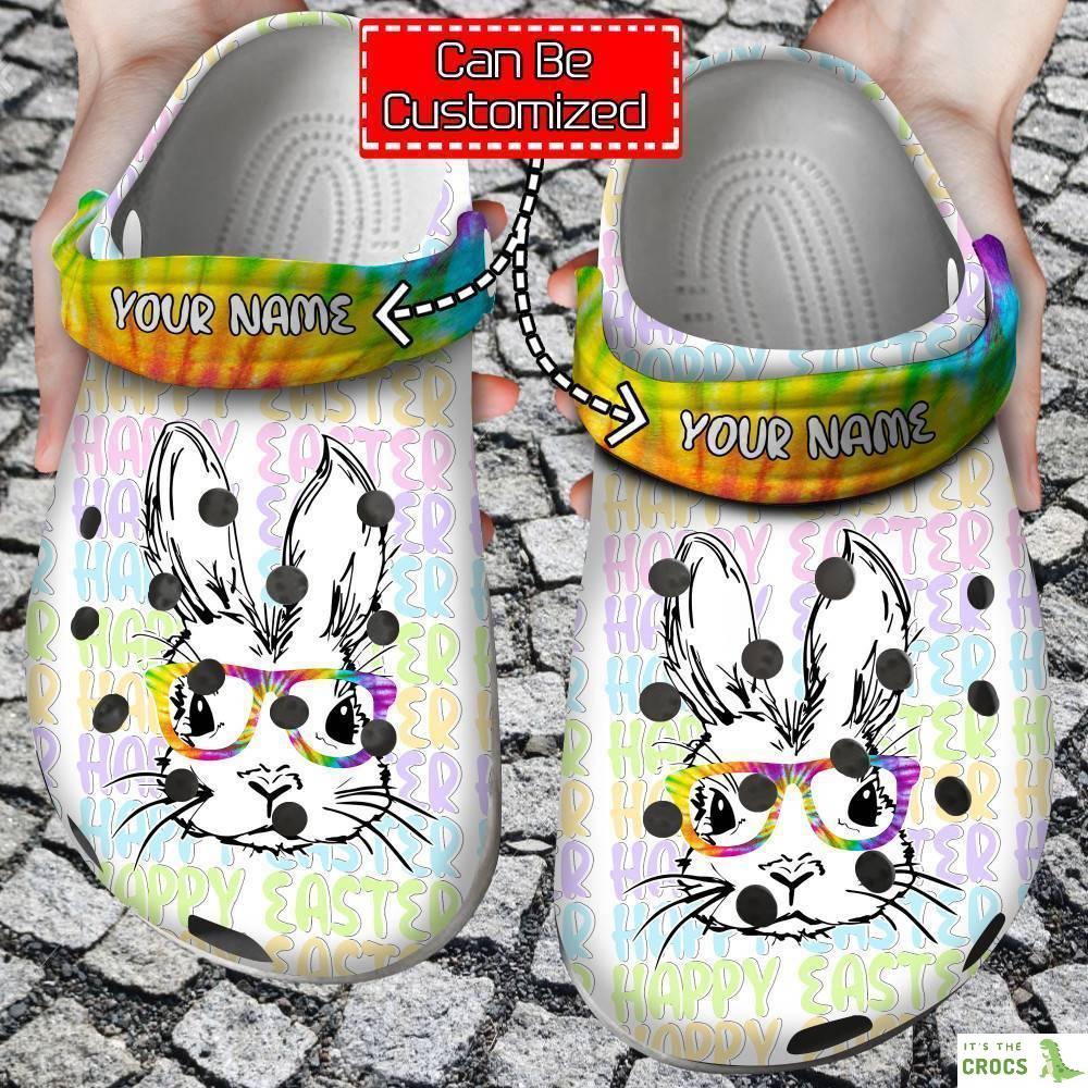 Easter – Personalized Easter Bunny Glasses Tye Dye Clog Crocs Shoes For Men And Women