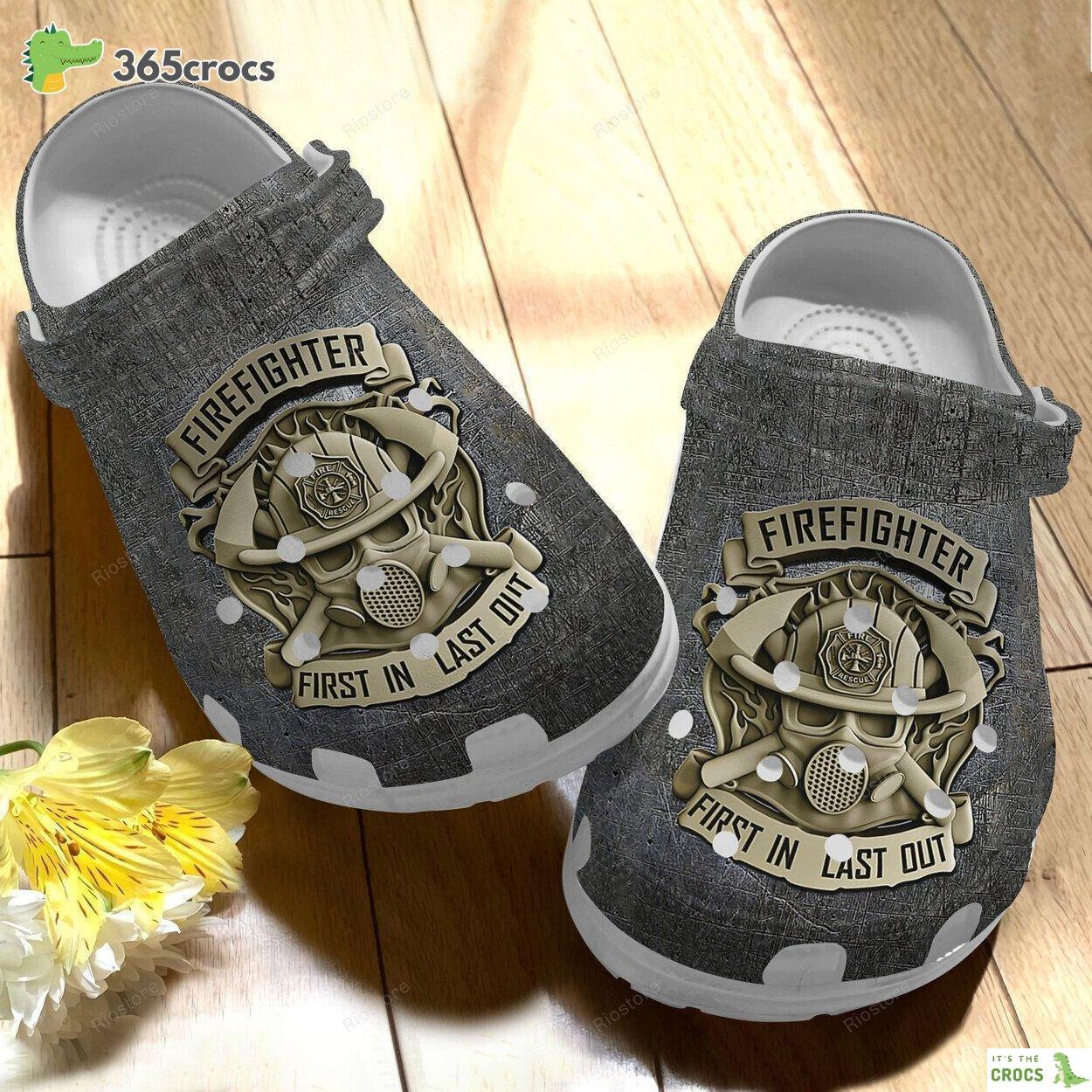 Firefighter Custom Shoes Clogs Fathers Day Gifts Firefighter First In Last Out Shoes Clogs
