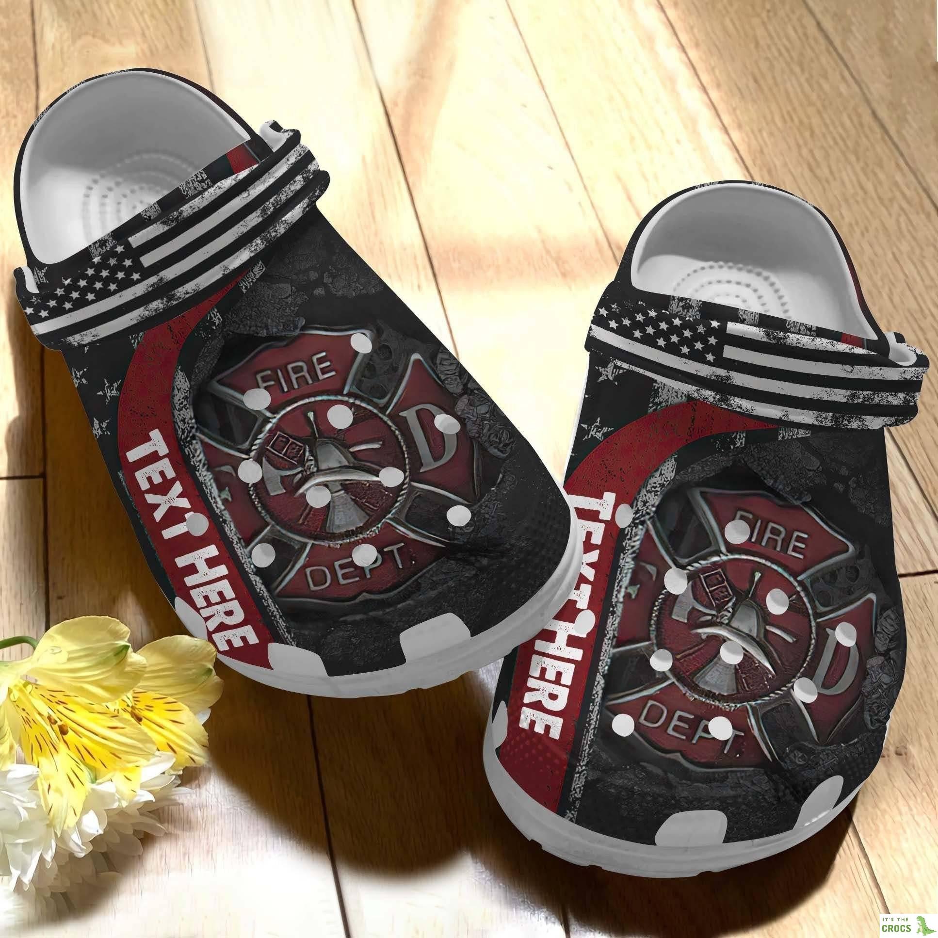 Firefighter Men America Flag Crocs Shoes Clogs Father Day Gift – 4Th Of July Firefighter Crocs Shoes Customize