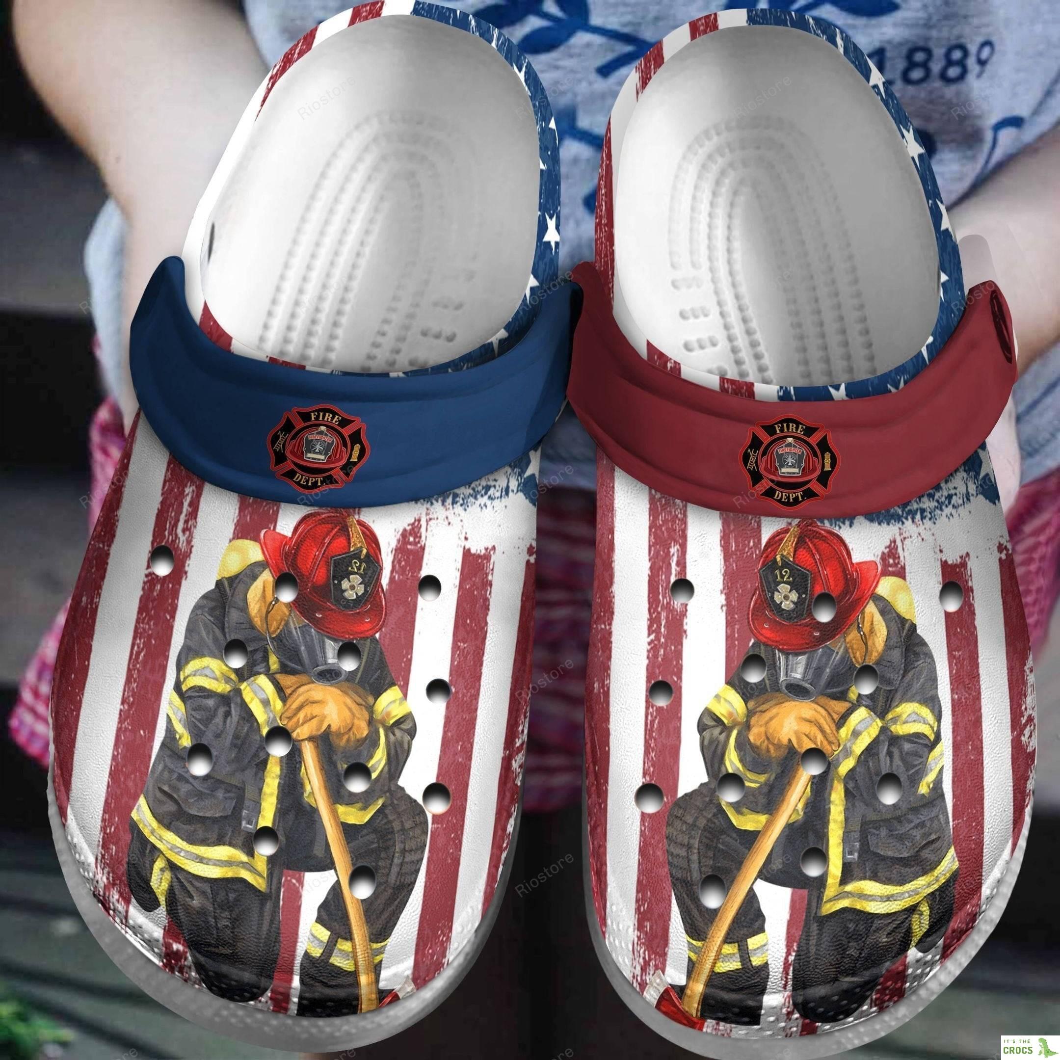 Firefighter Usa Shoes – Fire Dept Crocs Clogs Gifts For Father Day