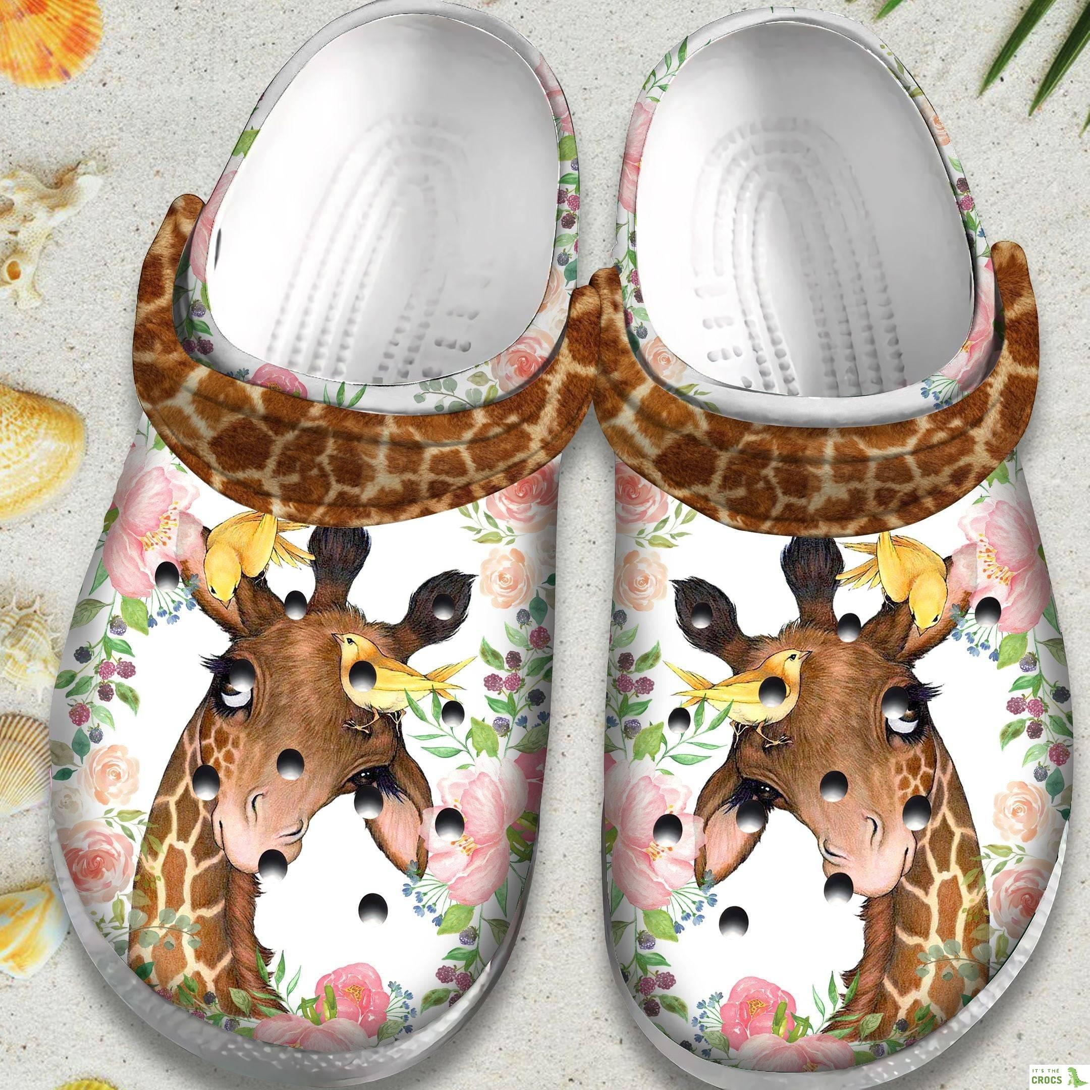 Flower Giraffe With Bird Shoes – Cute Animal Outdoor Shoes Birthday Gift For Men Women Boy Girl
