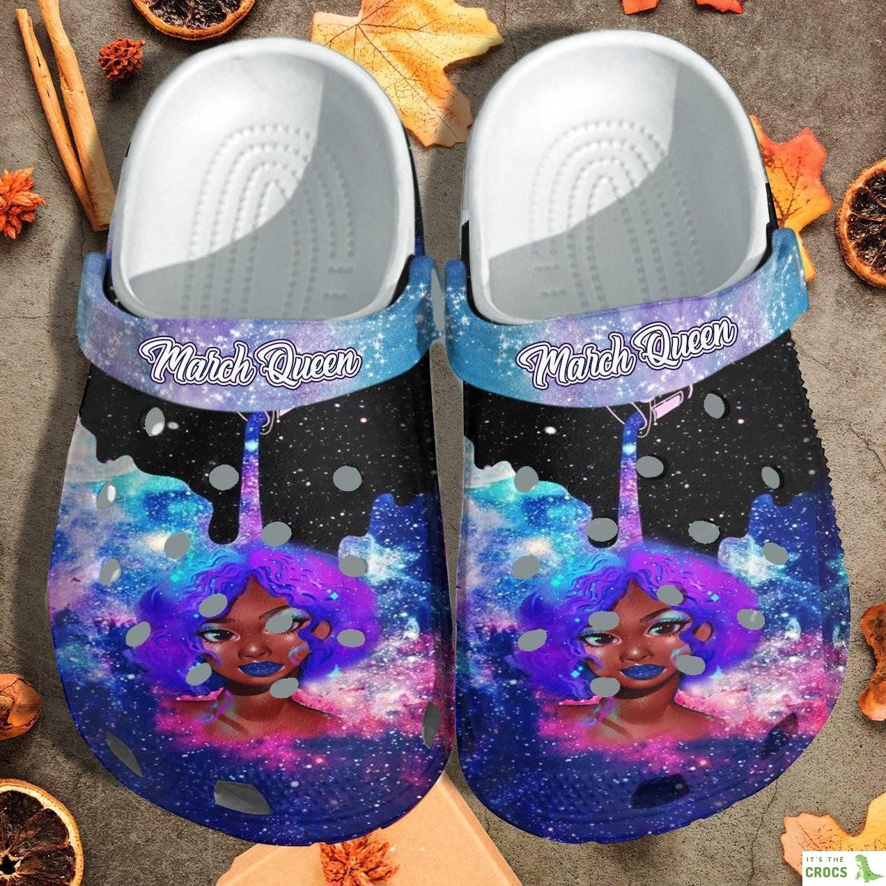 Galaxy Black Queen Painting Crocs Shoes Clogs Personalized Birthday For Girls