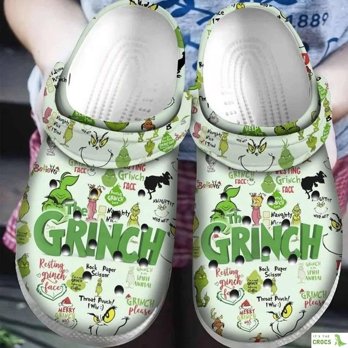 Grinch Crocs Crocband Clog Fashion Style For Women Men, Adults Kids Crocs