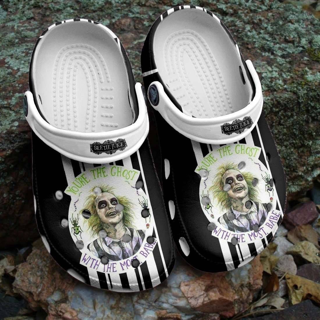 Halloween Beetlejuice Youre The Ghost With The Most Babe Crocband Clogs