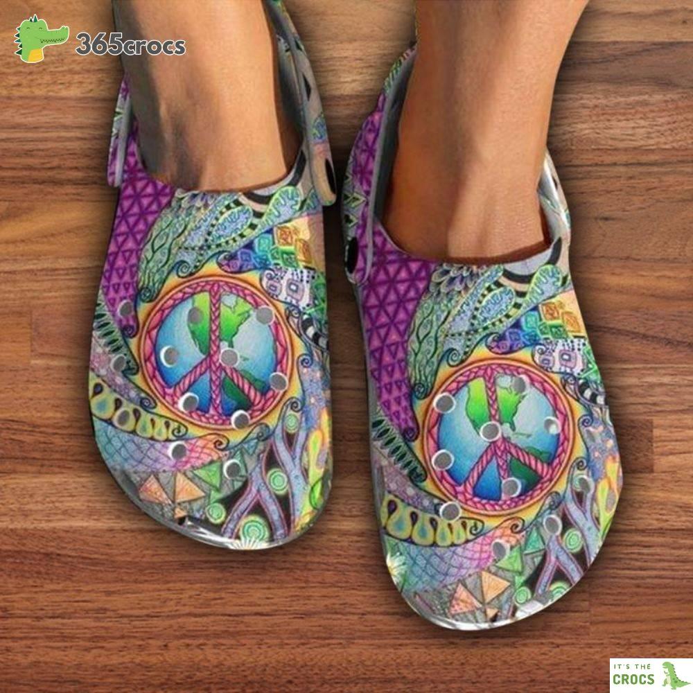 Hippie Band Hippie Peace Sign The Earth Hippie Pattern Birthday Gift Crocs Clog Shoes