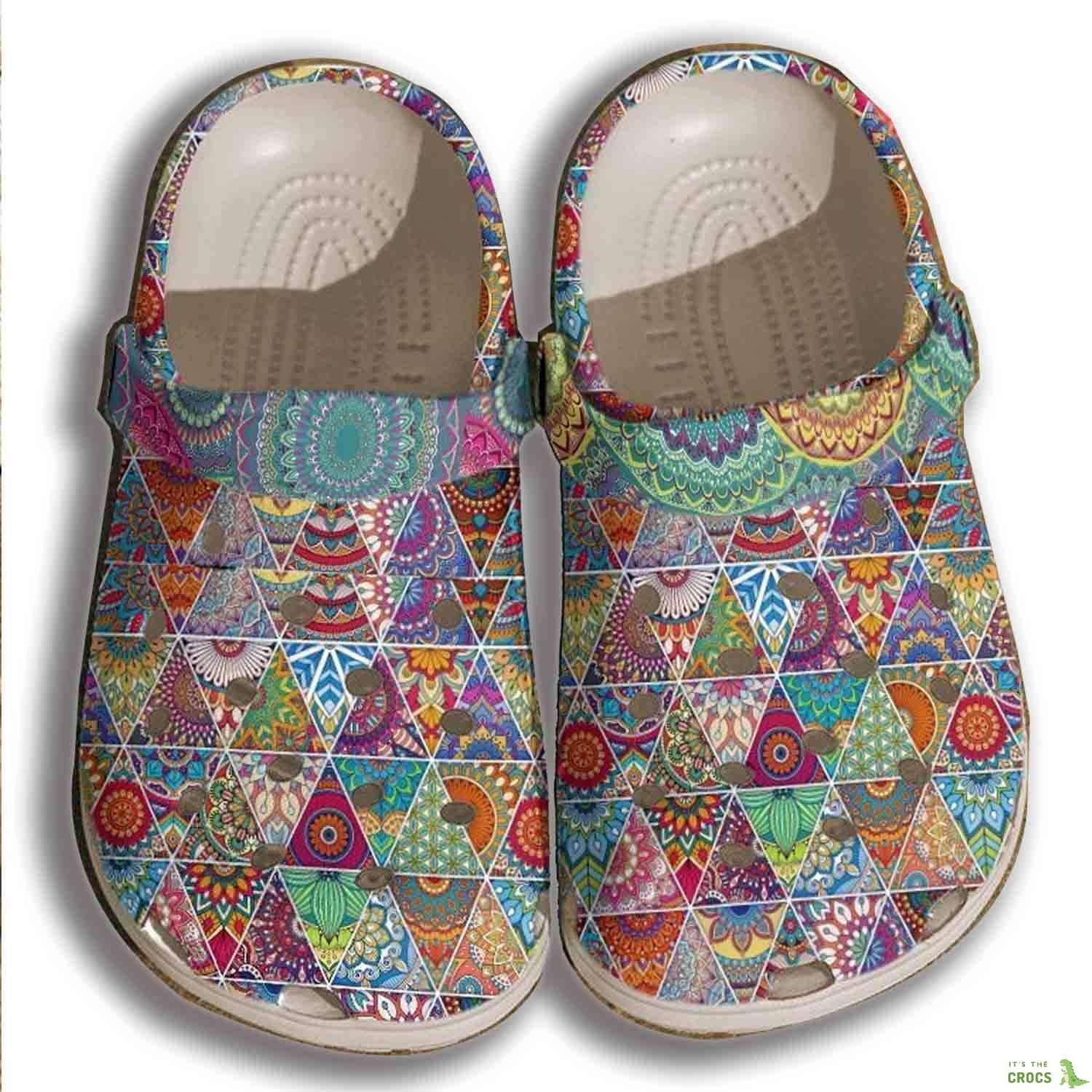 Hippie Bohemian Pattern Croc Shoes Men Women – Free Flower Shoes Crocbland Clog Gifts For Mother Day