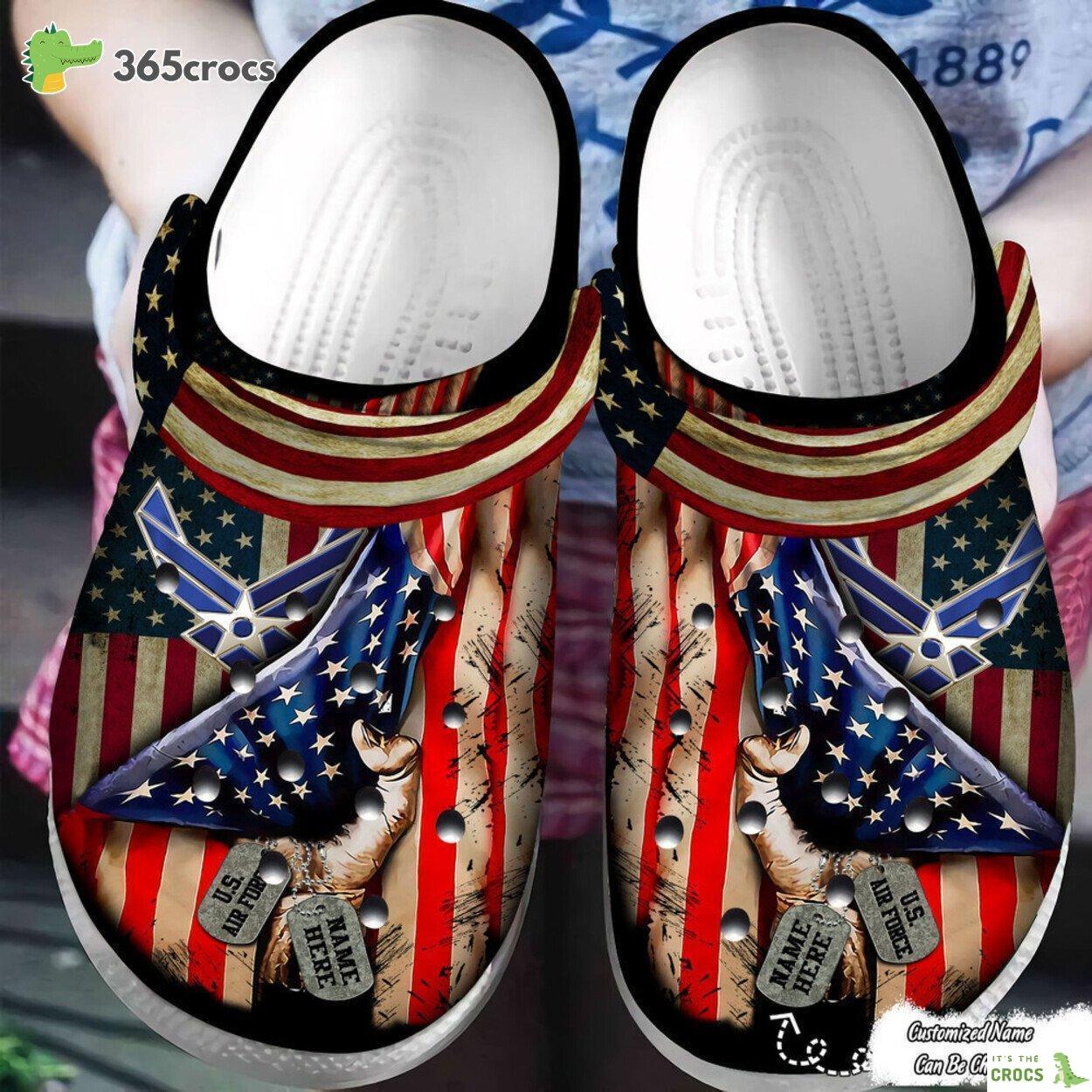 Honor Heroes Personalized Veteran Dog Tag Air Force Inspired Clogs