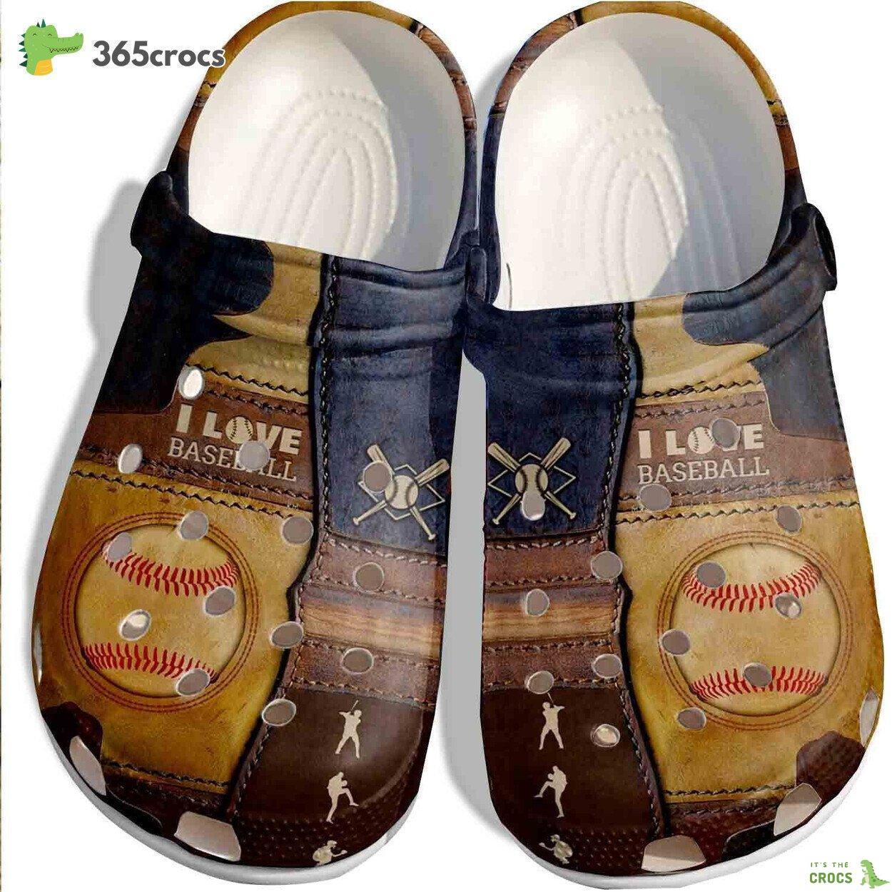 I Love Baseball Shoes Clogs For Batter Funny Baseball Outdoor Shoes Clogs For Birthday