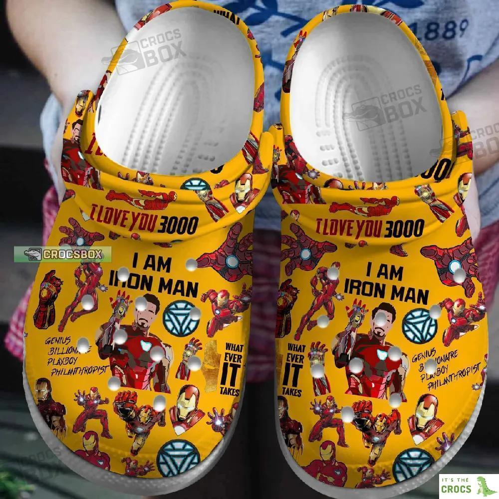 I Love You 3000 Iron Man Crocs Yellow