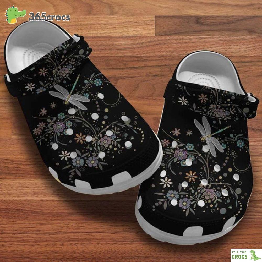 Impodragonfly Flower Blacks Daughter Birthday Gift Mother’s Day Gift Crocs Clog Shoes