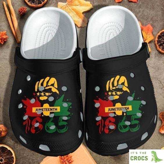 Juneteenth Color Shoes Clog, 1865 Black Red Yellow And Green Crocs Crocbland Clog Birthday Gift For Man Woman