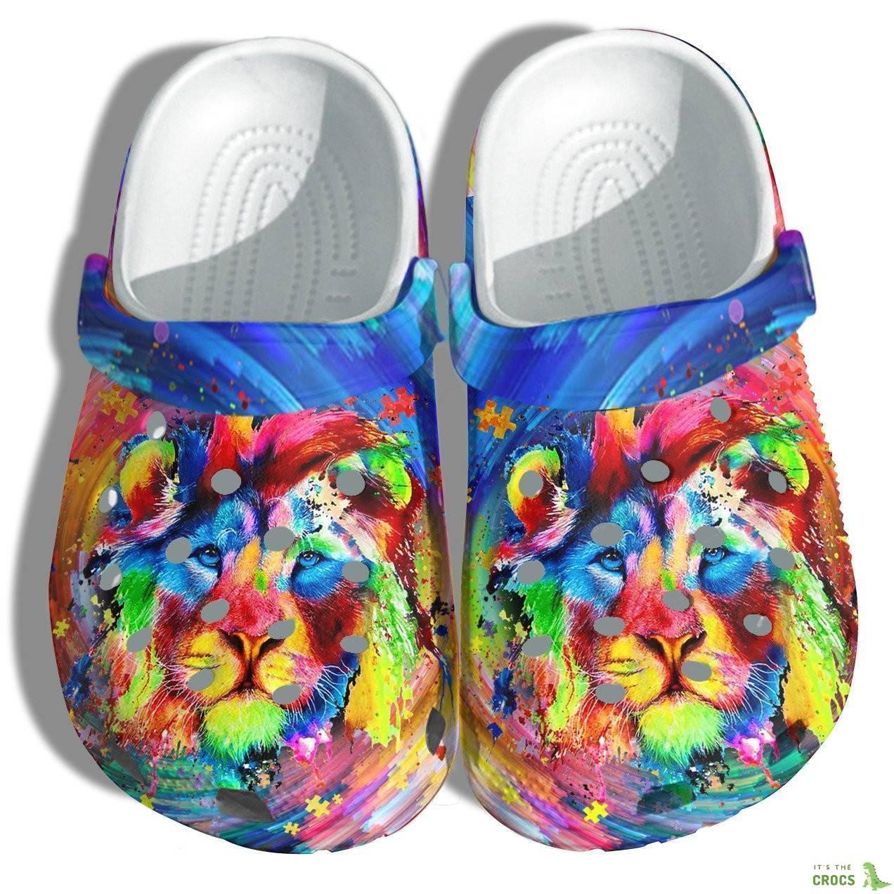 Lion Autism Dad Crocs Shoes – Autism Awareness Crocs Shoes Croc Clogs Gifts Son Father Day