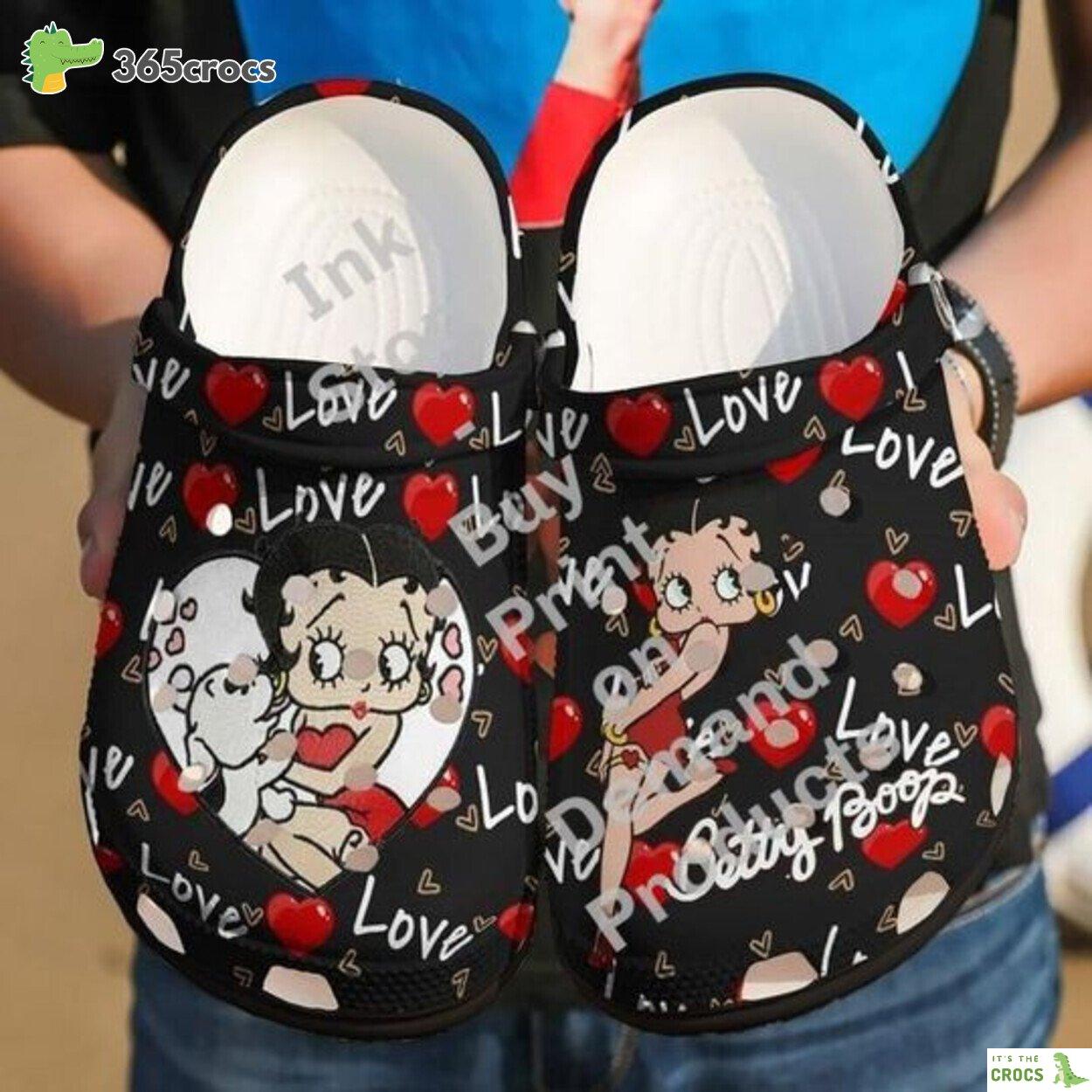 Love Betty Boop Cartoon Crocs Shoes Clogs Custom Name