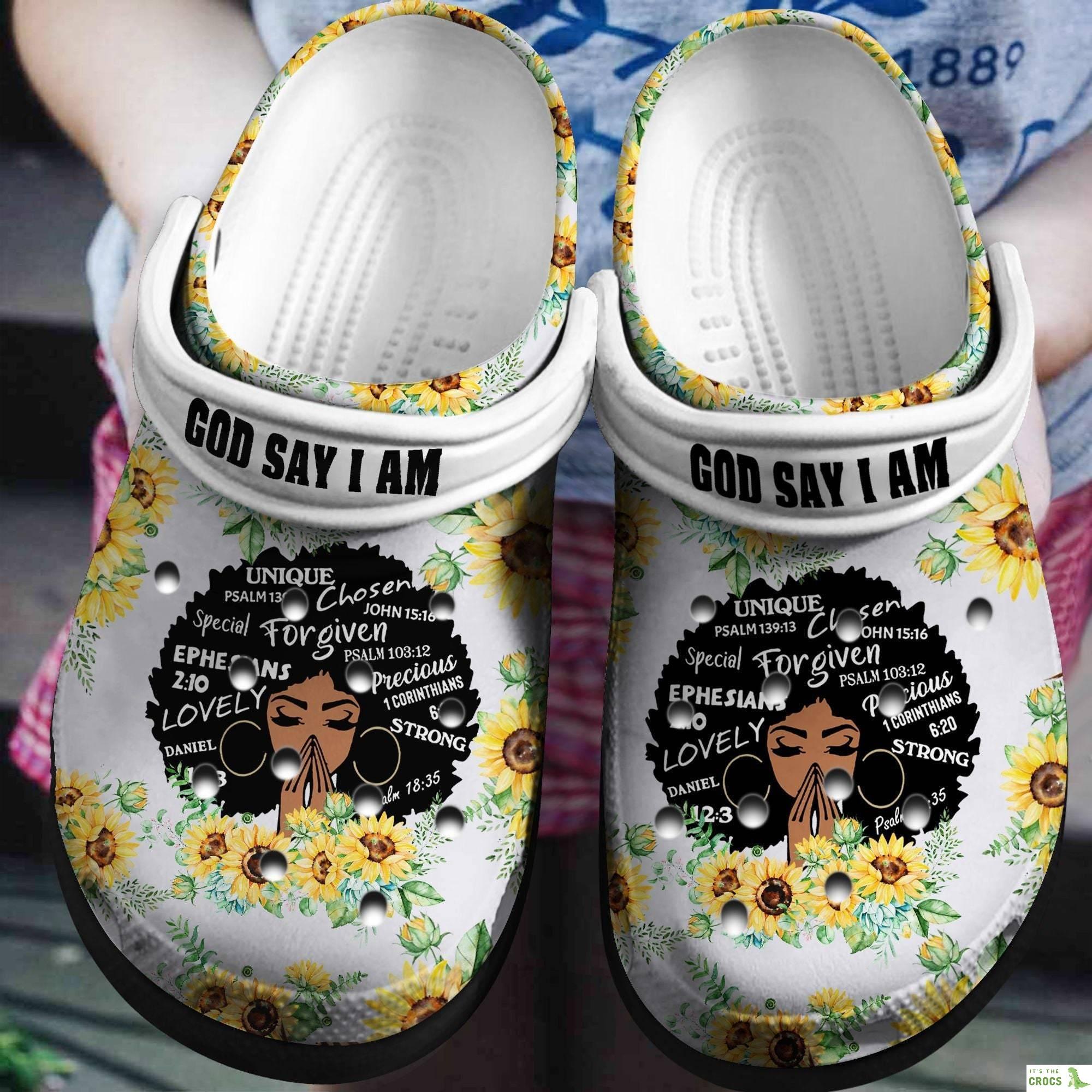 Lovely Black Girl Sunflower Shoes, God Say I Am Custom Shoes Birthday Gift For Women Girl Mother Daughter Sister Friend, Gift Birthday