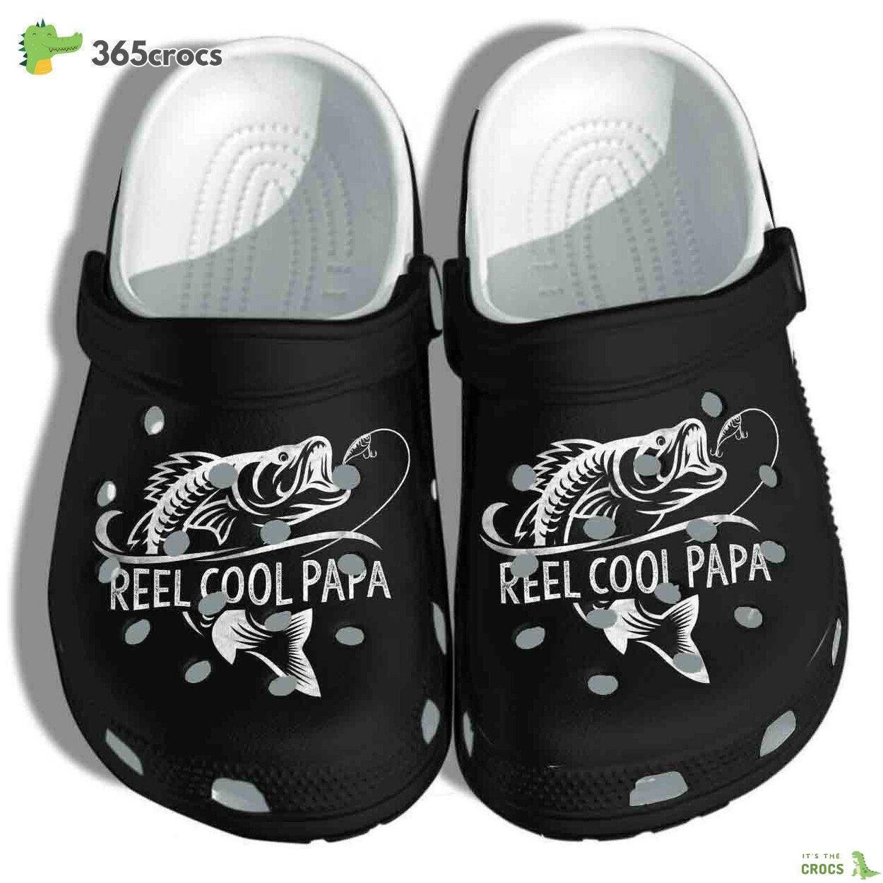 Men Reel Cool Papa Fishing Custom Shoes Clogs Gifts For Fathers Day Fisherman Fish Beach Shoes