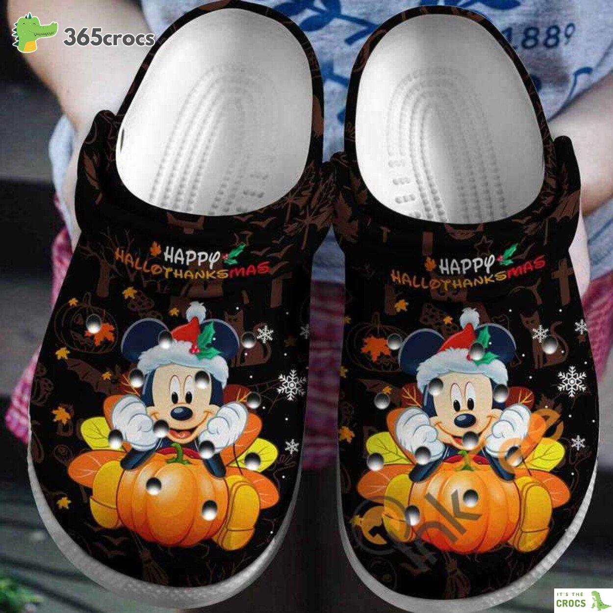 Mickey Mouse Happy Hallothanksmas Clogs Shoes For Thanksgiving