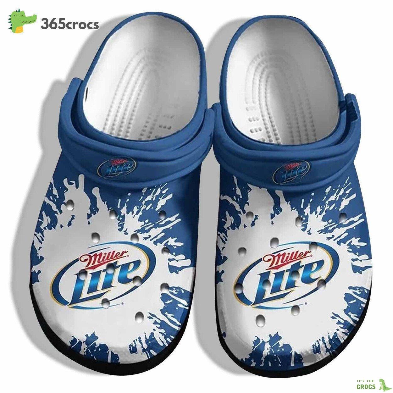 Miller Lite Custom Shoes Clogs Fathers Day Funny Gifts Miller Lite Outdoor Shoe Gifts