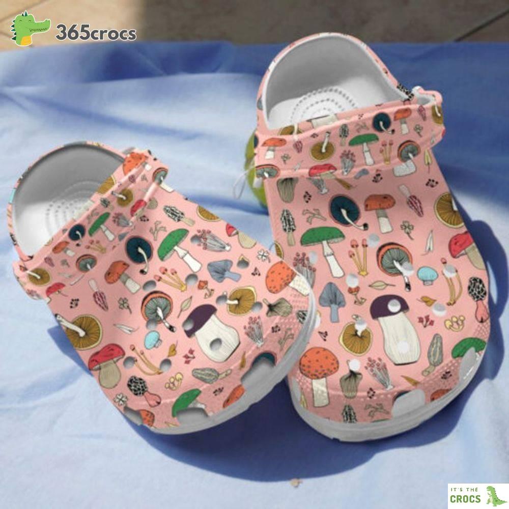 Mushroom Knowledge Pattern Pink Design Lovely For Lover Happy Valentine’s Day Crocs Clog Shoes