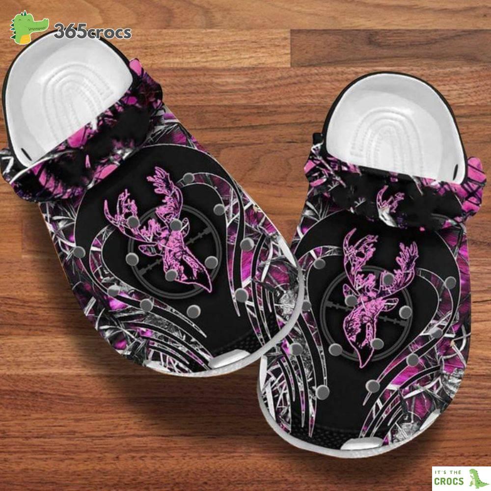 No Custom Name Purple Camo Hunting Best Gift For Hunter Fathers Day Crocs Clog Shoes