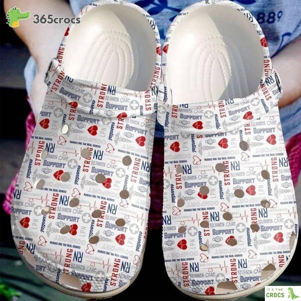 Nurse Rn Strong Croc Nurse Quote Pattern Mom Valentines Day Crocs Clog Shoes