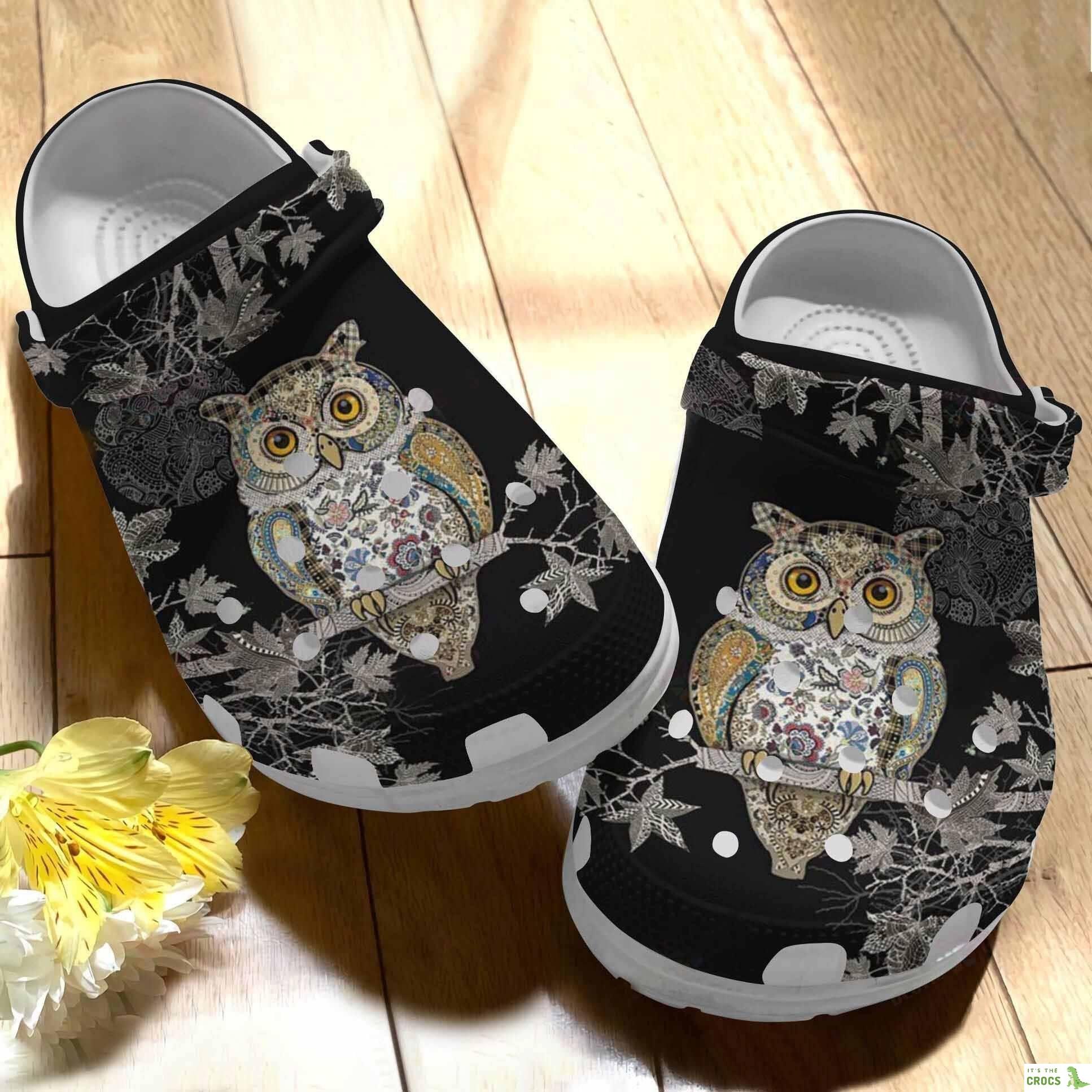 Owl On Tree Clogs Crocs Shoes Gifts For Birthday Thanksgiving Christmas