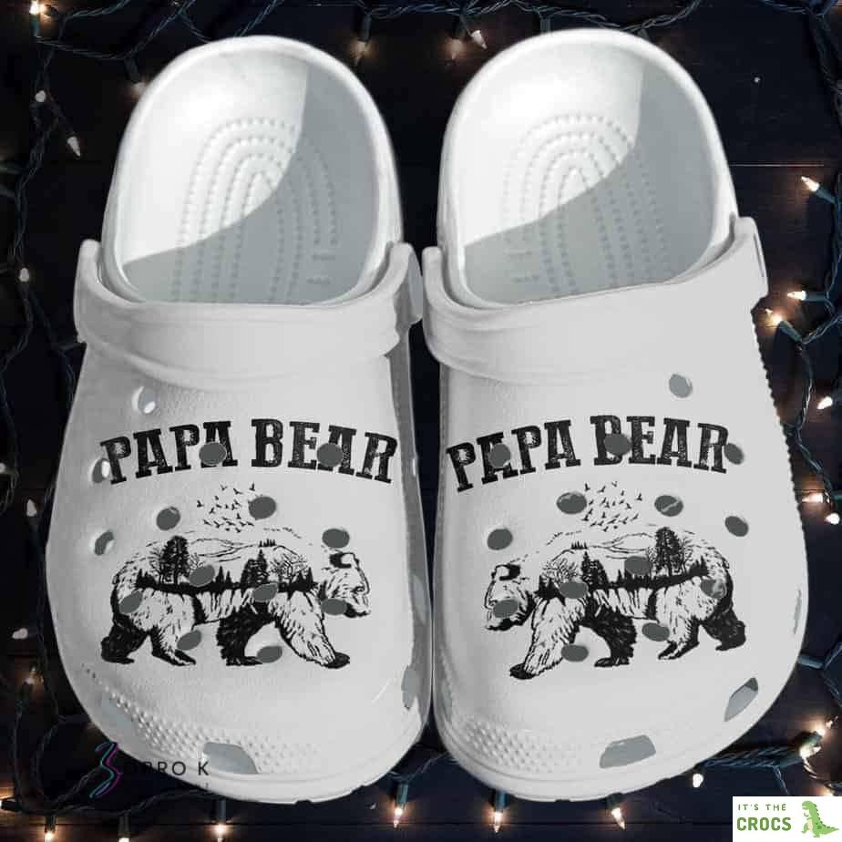 Papa Bear For Fathers Day Camping Dad Bear Crocs Crocband Clogs