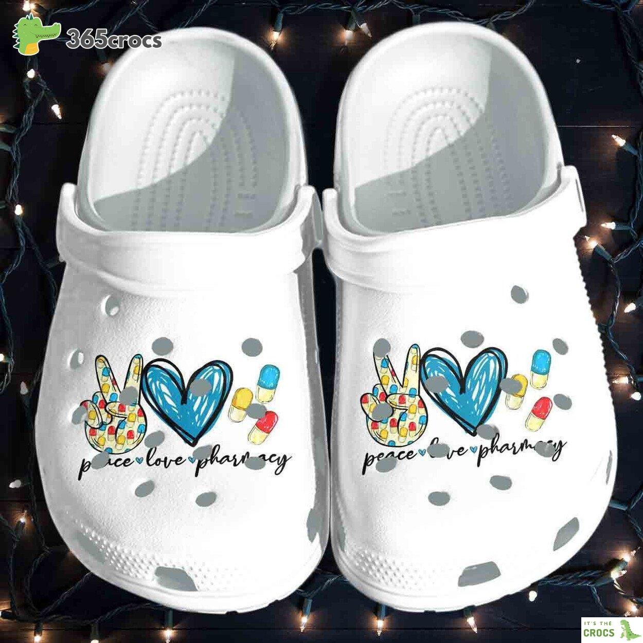 Peace Love Pharmacy Design Classic Clogs Perfect Birthday Gift for Pharmacists