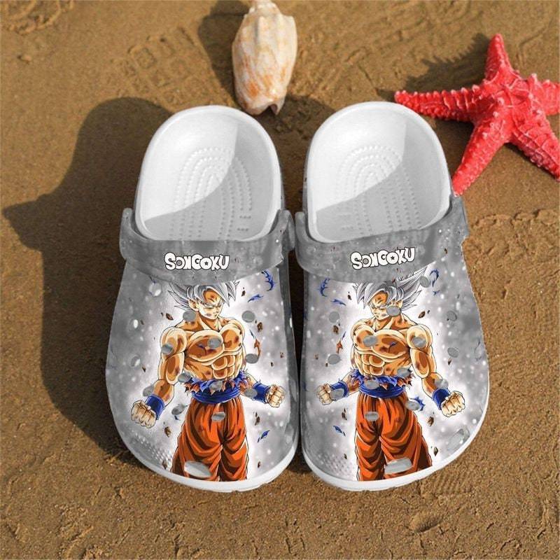 Personalised Songoku Art Custom Dragon Ball Gift For Lover Rubber Crocs Crocband Clogs Comfy Footwear, Unisex Classic Clogs