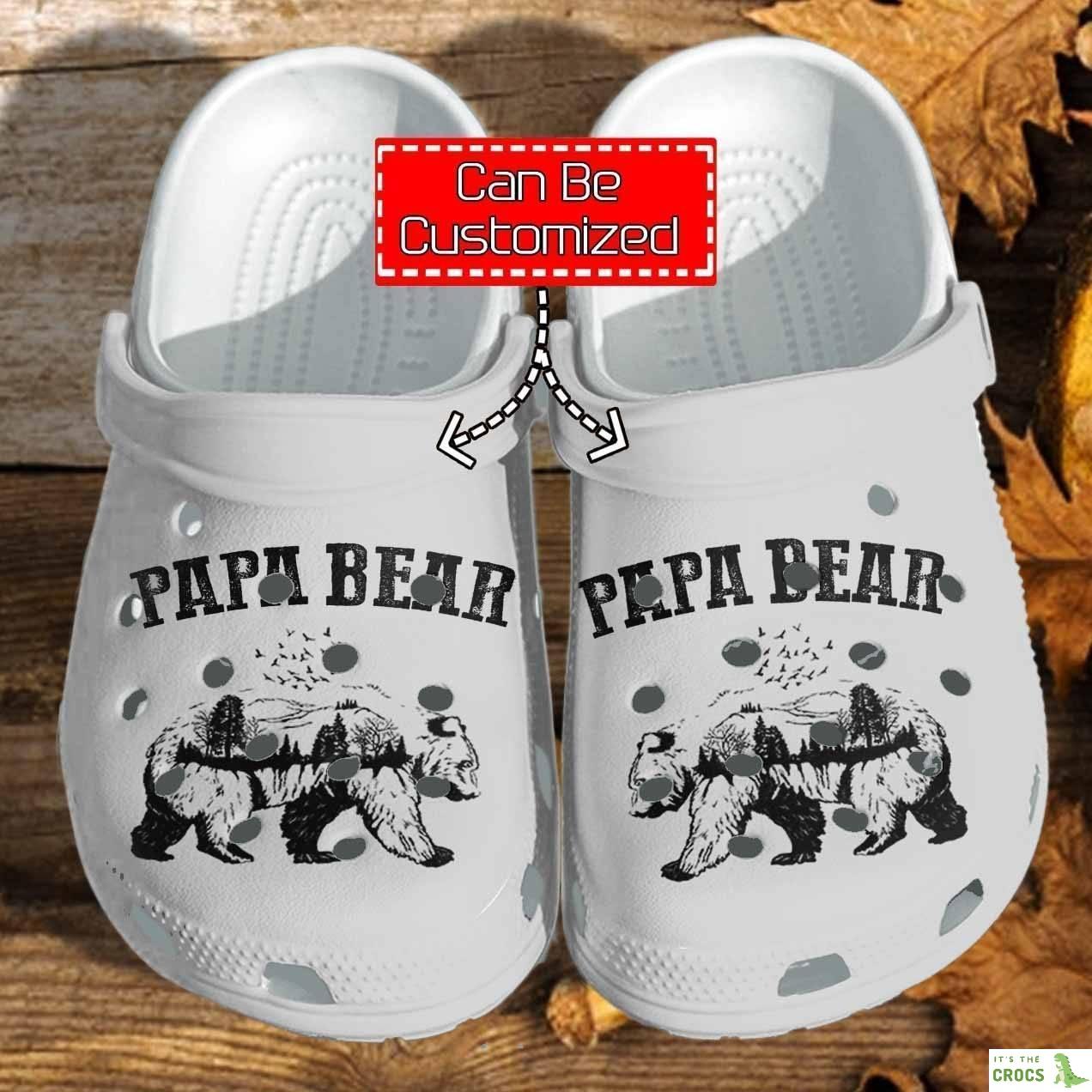 Personalized Camping Papa Bear Gift For Father Crocs Clog Shoes Fathers Custom Crocs