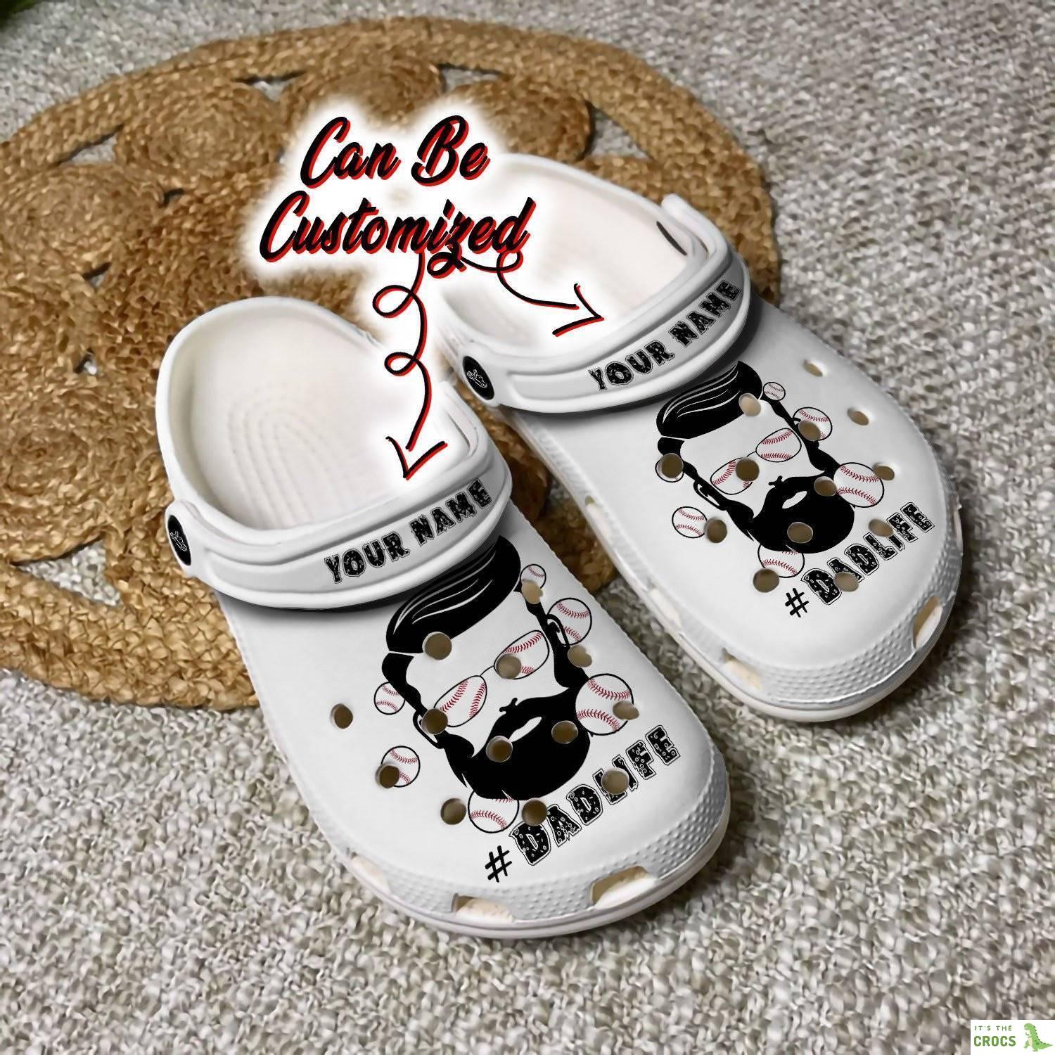 Personalized Dadlife With Baseball Sport Gift For Father Crocs Clog Shoes Fathers Custom Crocs