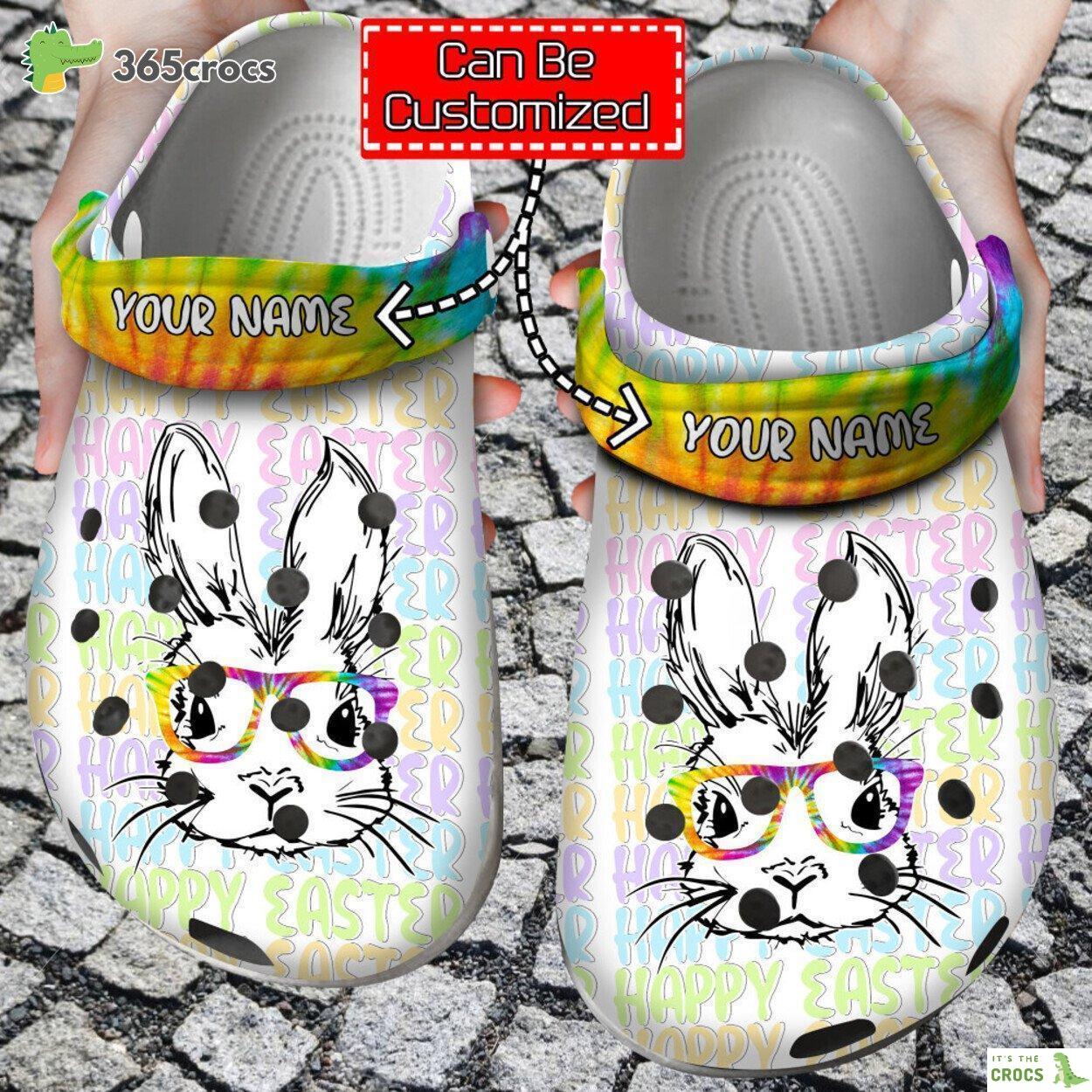 Personalized Easter Bunny Tye Dye Comfort Clog Shoe Seasonal Footwear Special