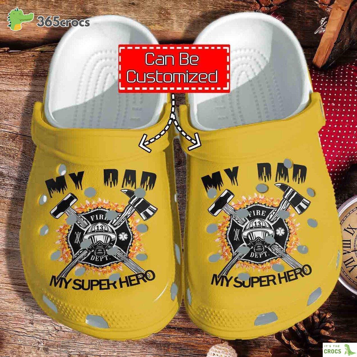 Personalized Firefighter Dad Gift For Father clog Shoes Fathers Custom