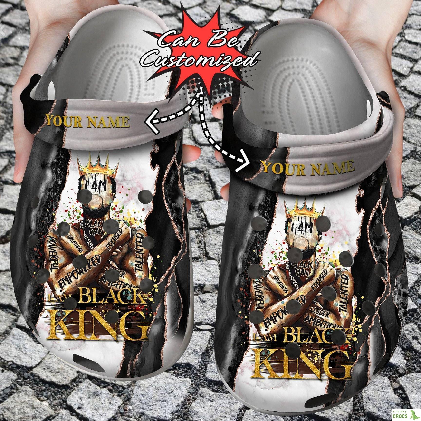 Personalized I Am Black King Crocs Clog Shoes Fathers Custom Crocs