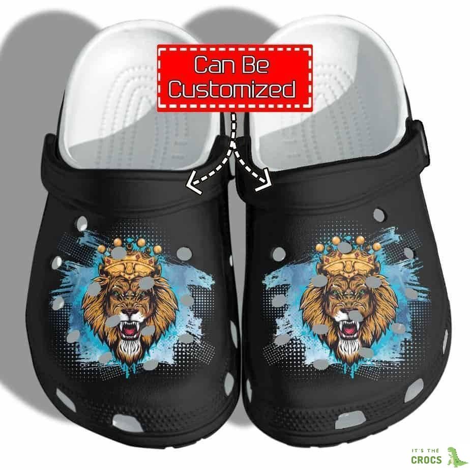 Personalized Lion Father Black King Gift For Father Crocs Clog Shoes Fathers Custom Crocs