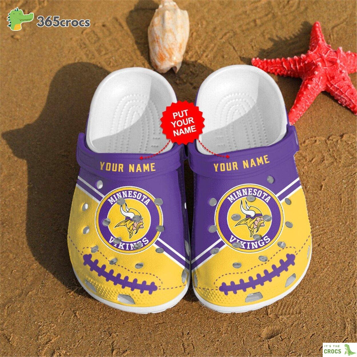 Personalized Minnesota Vikings Football Team Crocs Clog Custom Name Shoes