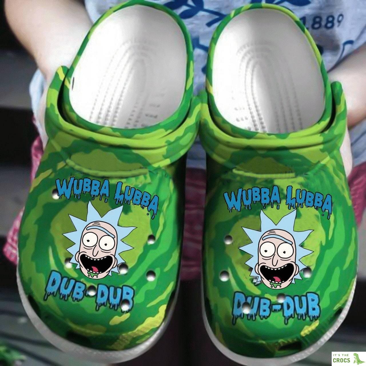 Personalized Rick And Morty Wubba Lubba Cartoon Clogs, Crocs Crocband Clogs Comfy Footwear Shoes