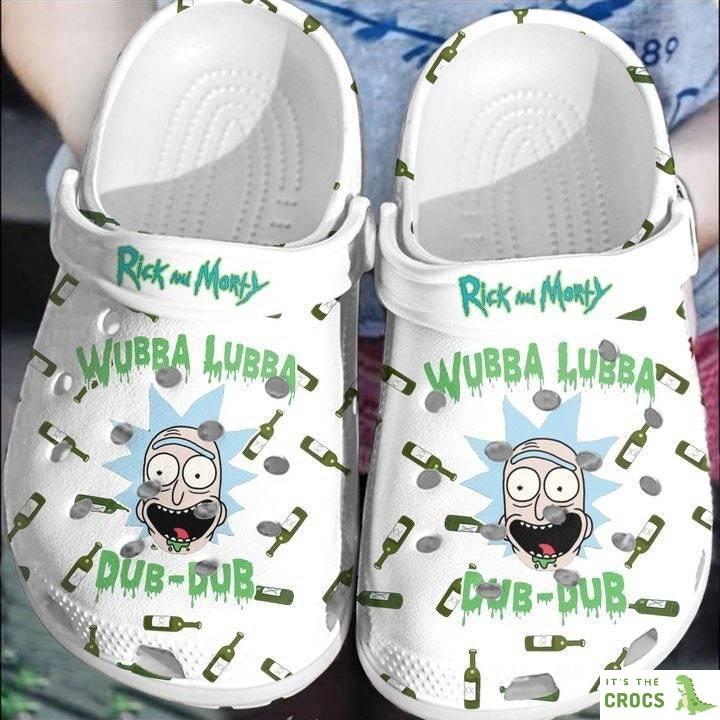 Personalized Rick And Morty Wubba Lubba Cartoon Clogs, Crocs Crocband Clogs Comfy Footwear Shoes